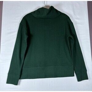 Banana Republic dark green cowl neck long sleeve cotton blend ribbed pullover XS